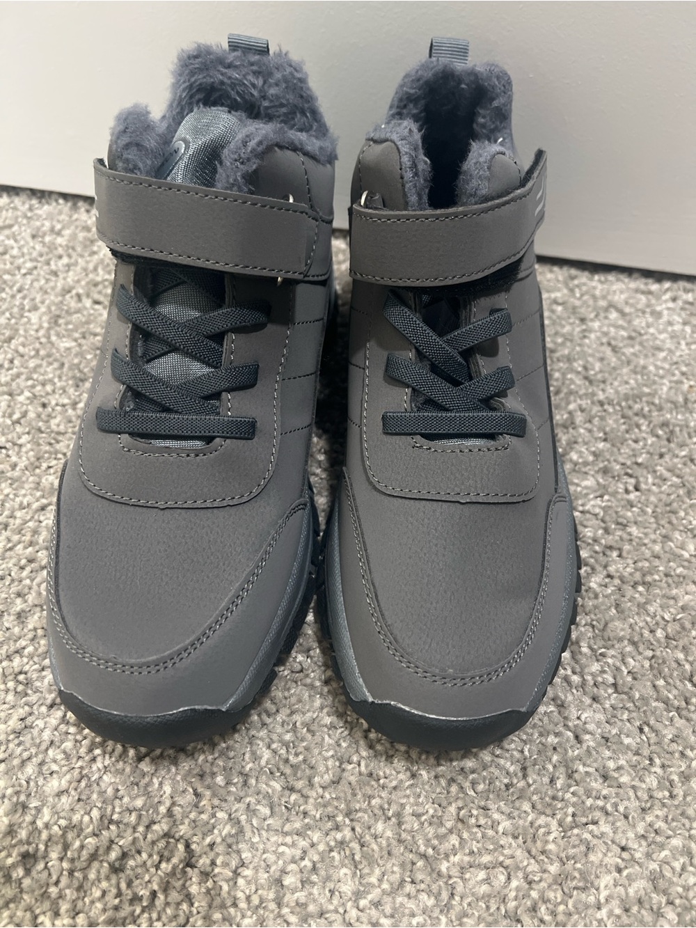 Grey Fleece-Lined Winter Sneakers